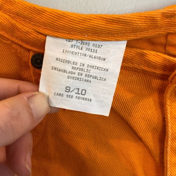 Vintage Y2K Womens No Boundaries Orange Jean Denim Shorts Button Fly 9/10 - Picture 3 of 5